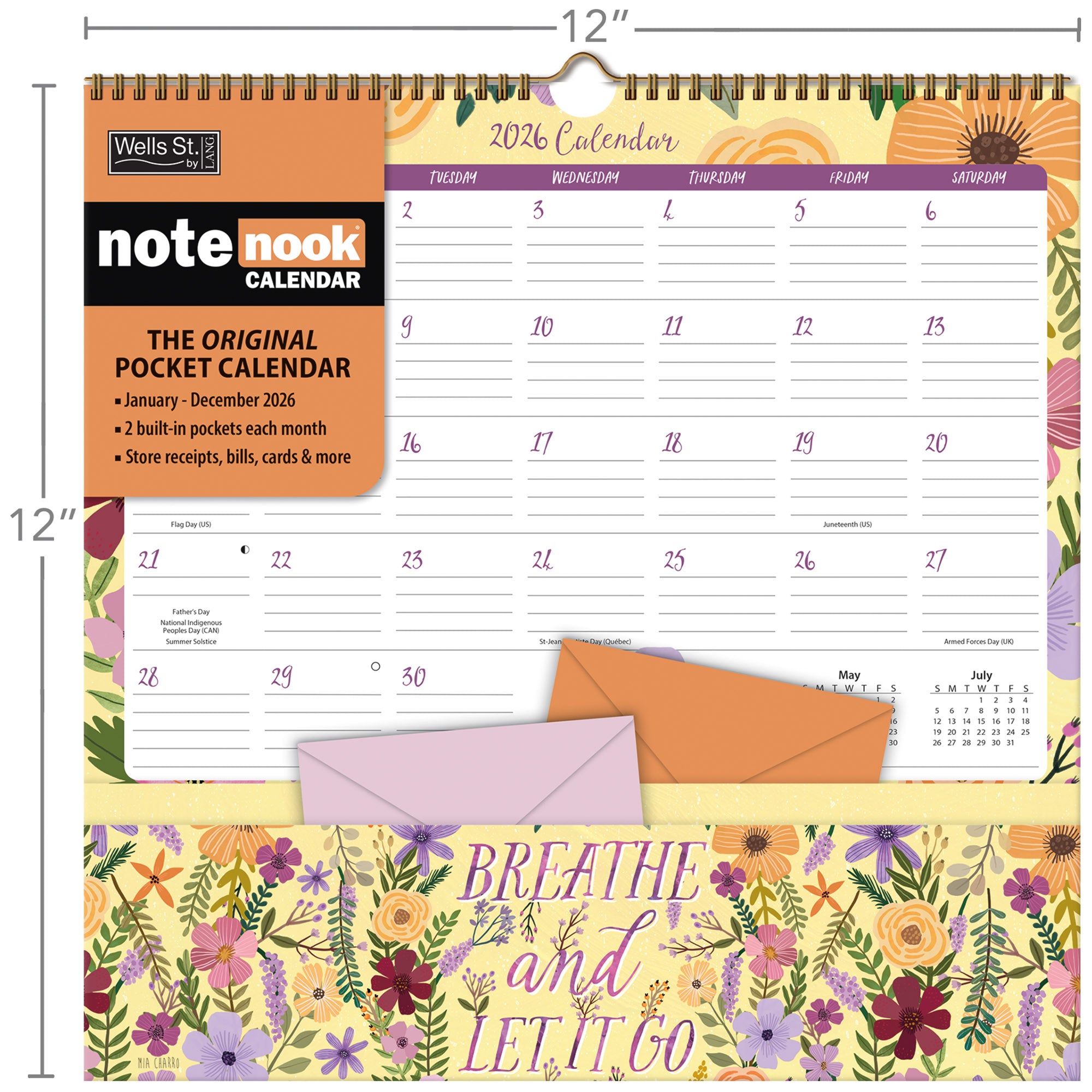 2026 LANG Shine Within - Note Nook Square Wall Calendar
