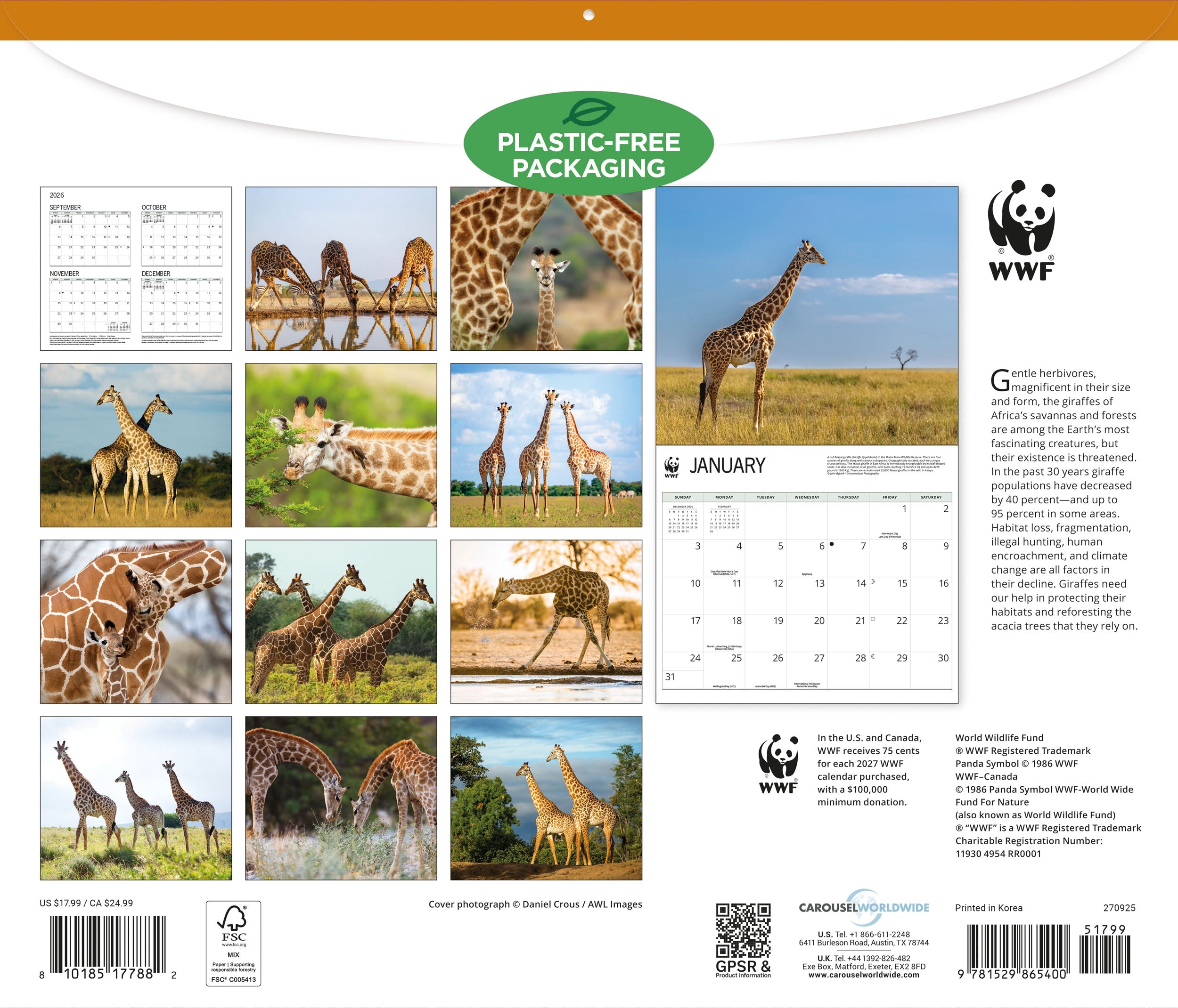 2027 WWF Giraffes - Deluxe Wall Calendar – image 2