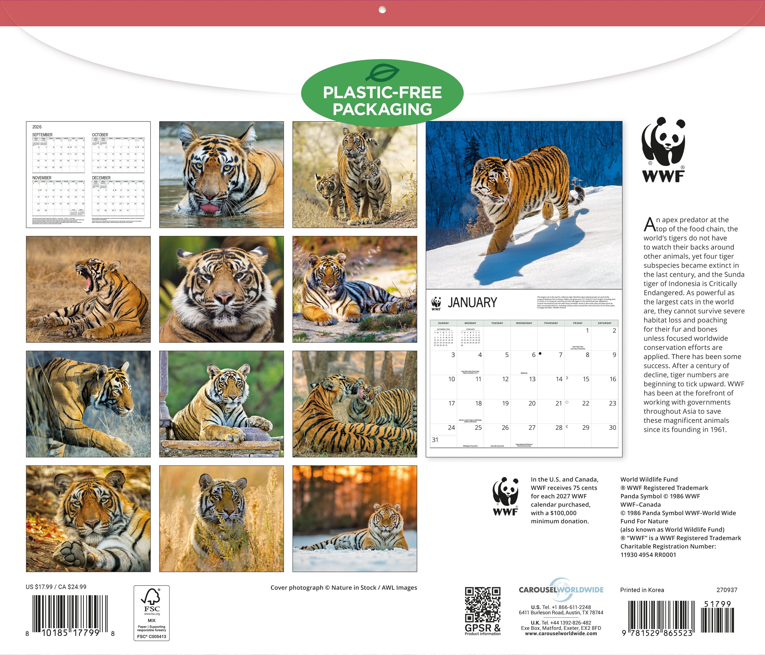 2027 WWF Tigers - Deluxe Wall Calendar – image 2