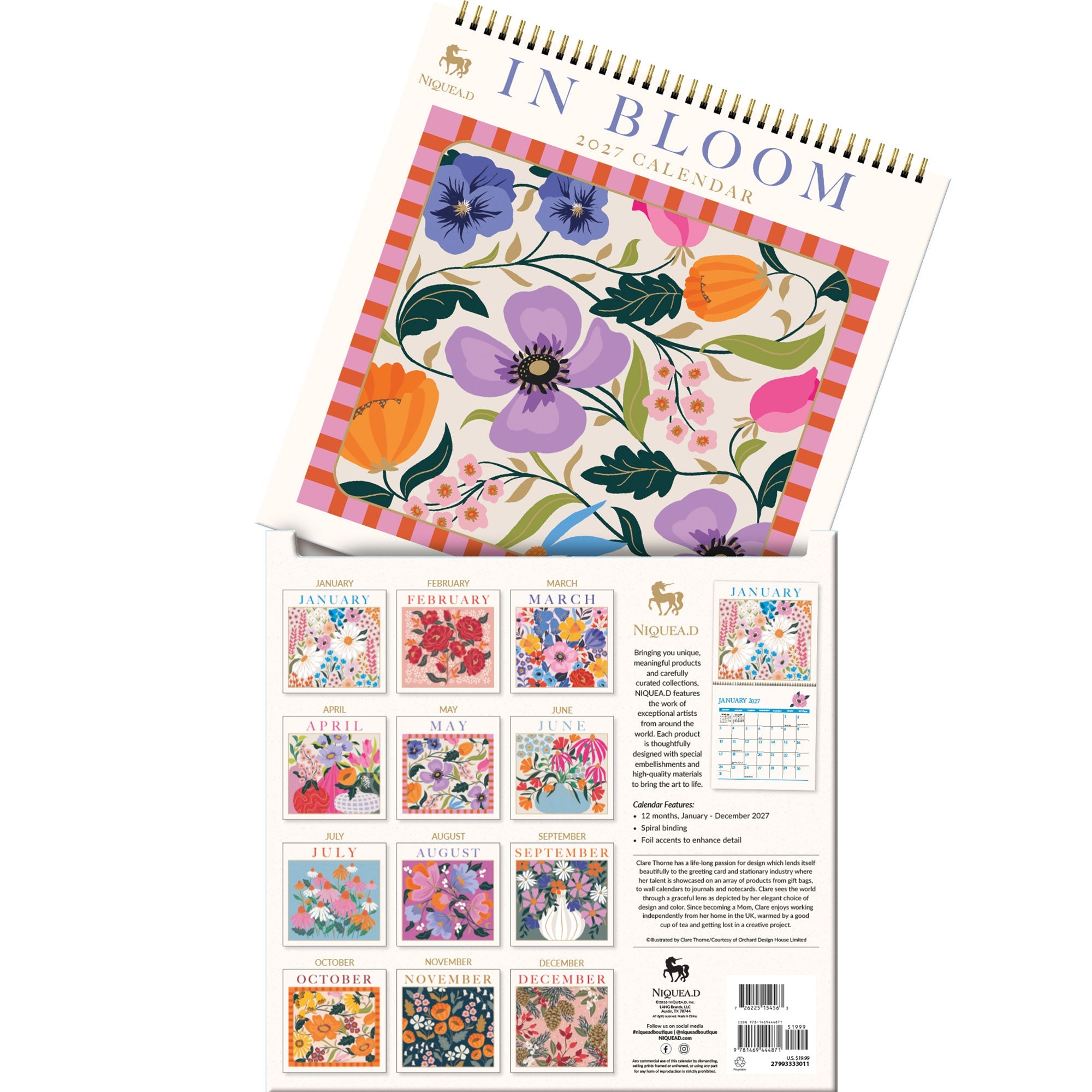 2027 In Bloom - Spiral Square Wall Calendar – image 5