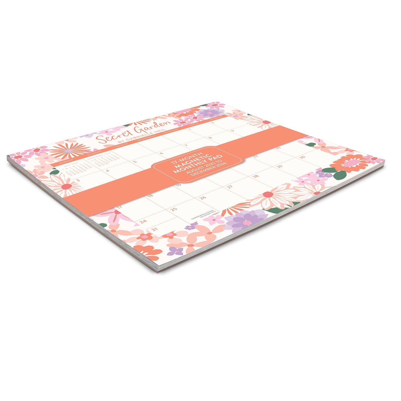 2026 Secret Garden - 17-Month Monthly Magnetic Pad Calendar