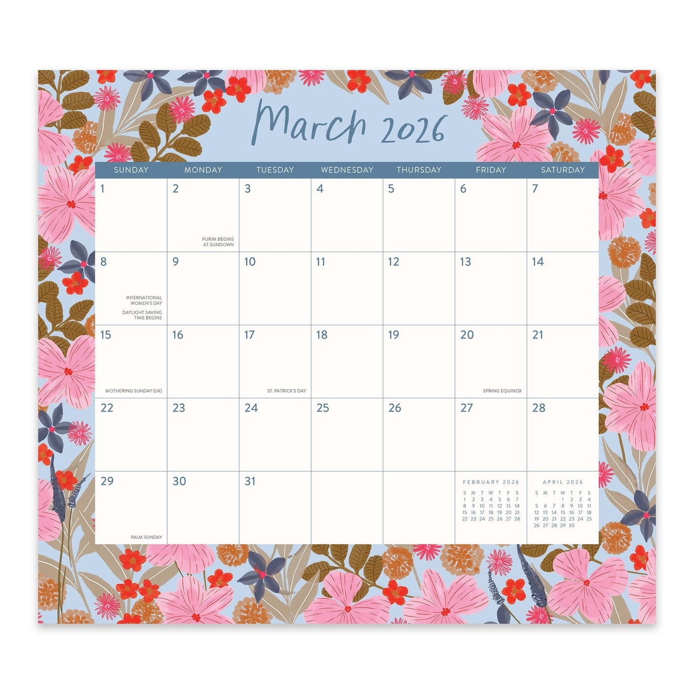 2026 Secret Garden - 17-Month Monthly Magnetic Pad Calendar