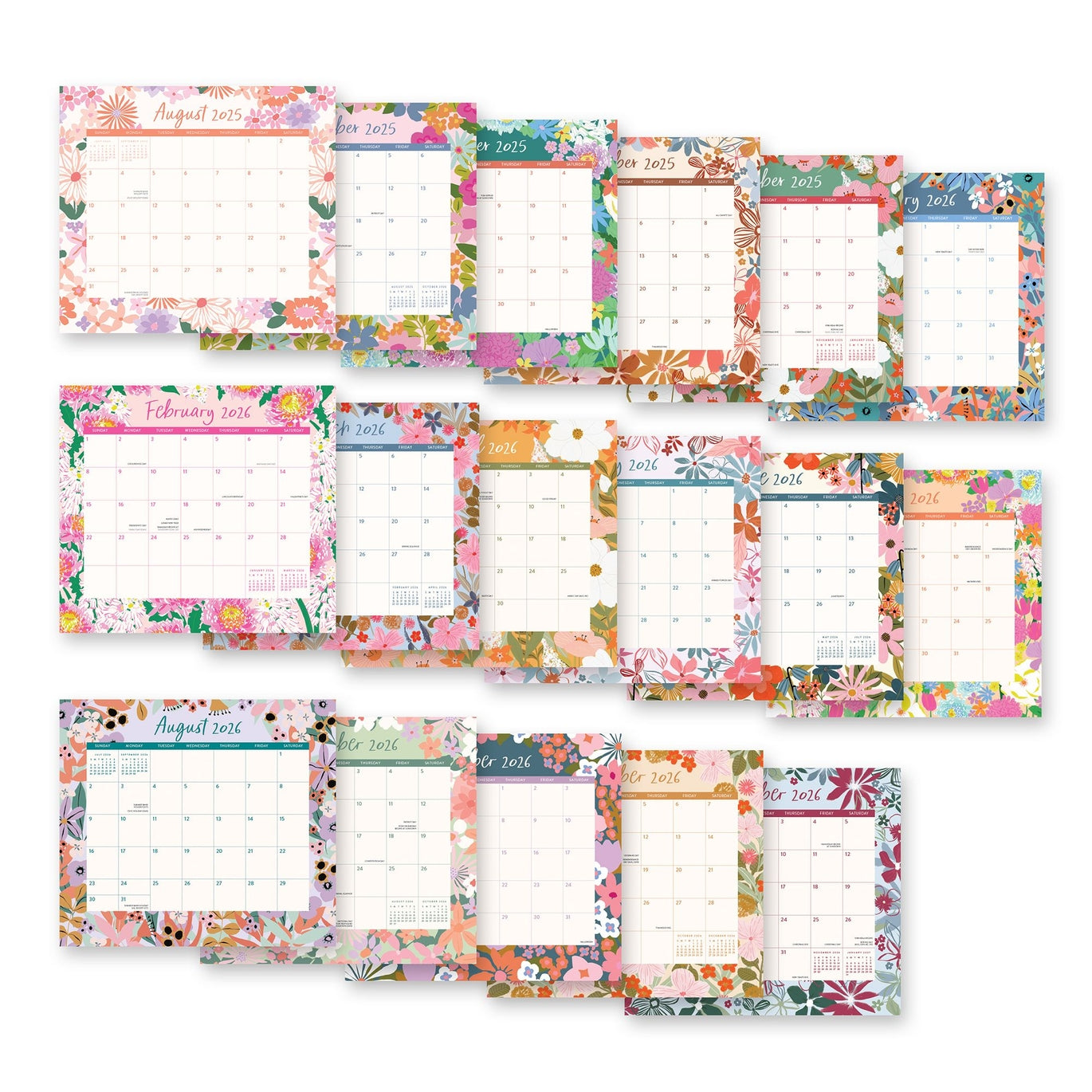 2026 Secret Garden - 17-Month Monthly Magnetic Pad Calendar