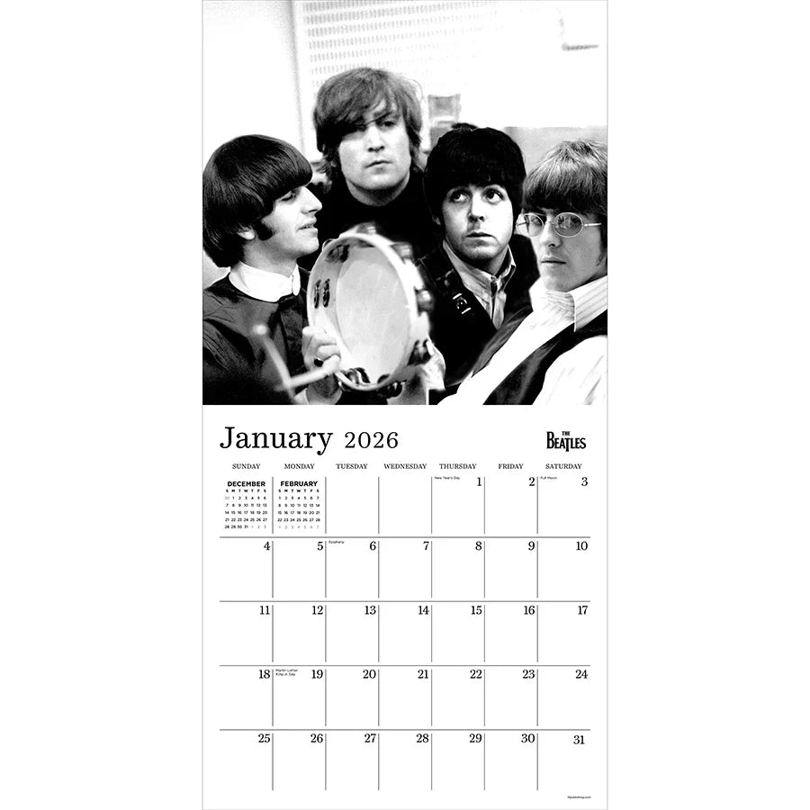 2026 The Beatles: In Black & White - Square Wall Calendar