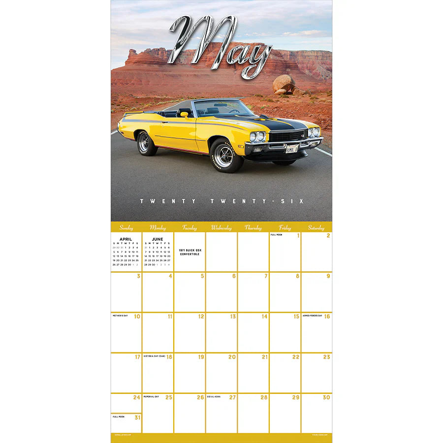 2026 Classic Cars - Square Wall Calendar