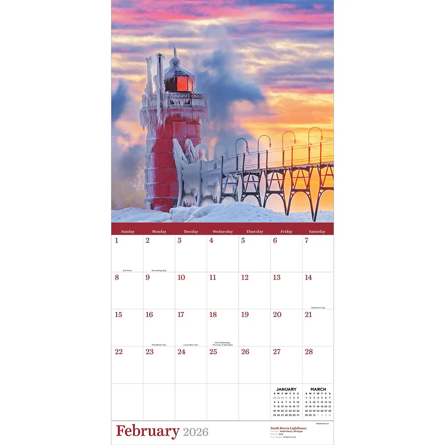 2026 Lighthouses - Square Wall Calendar