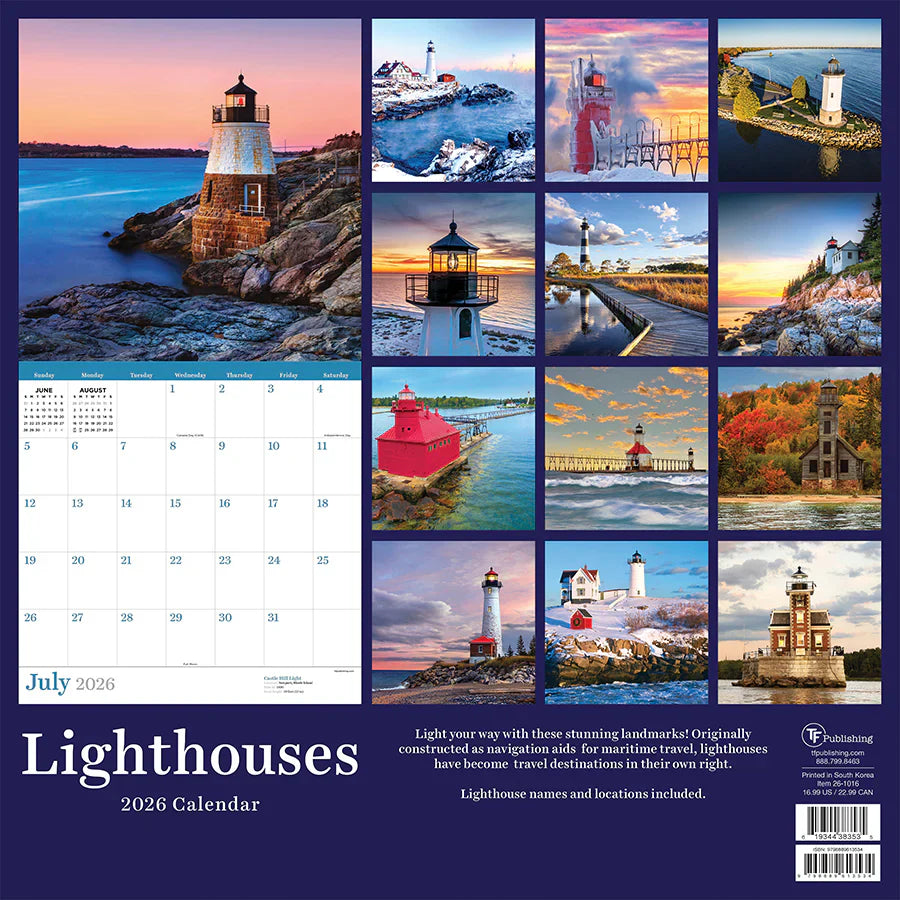 2026 Lighthouses - Square Wall Calendar