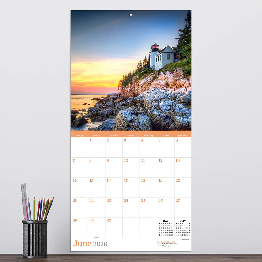 2026 Lighthouses - Square Wall Calendar