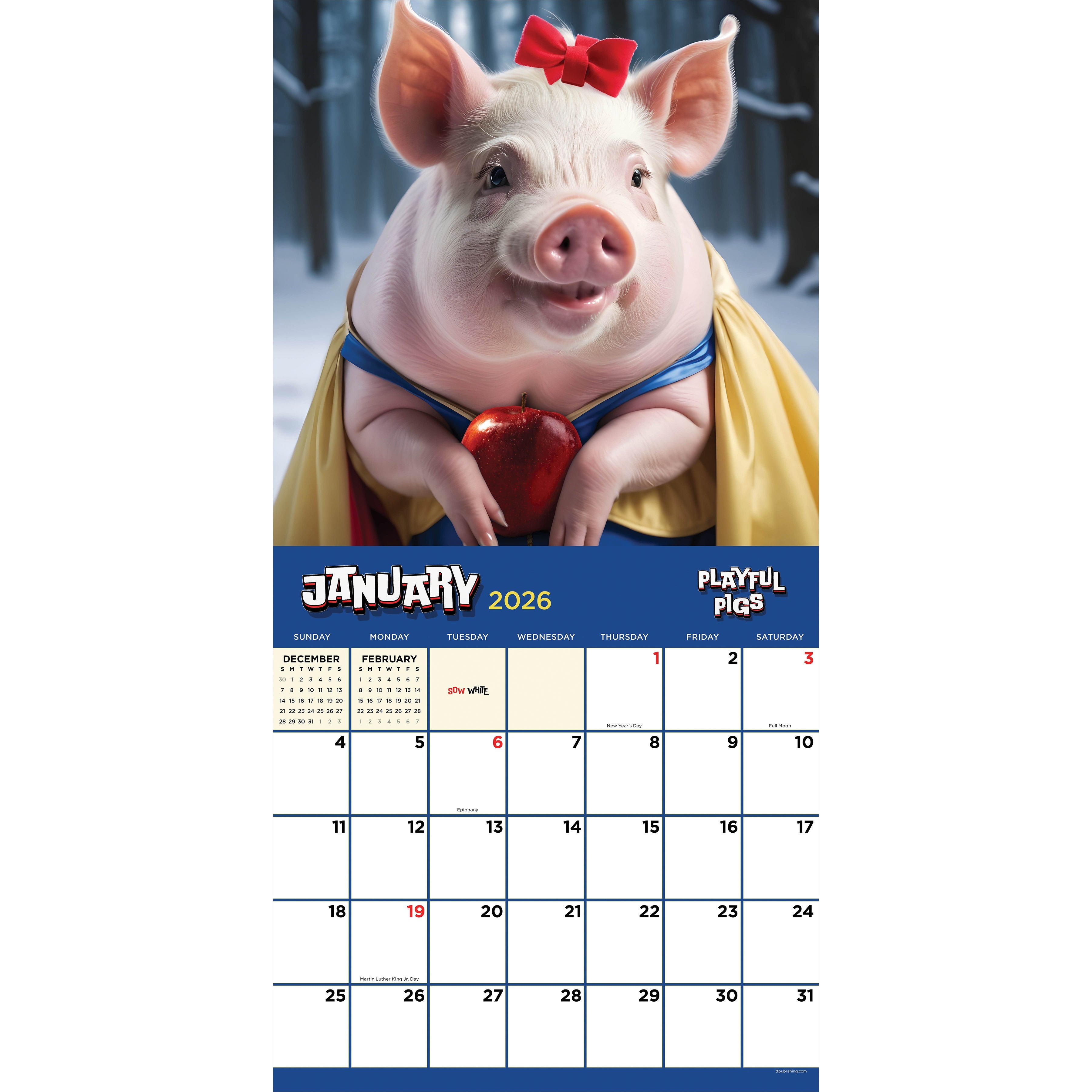 2026 Playful Pigs - Square Wall Calendar