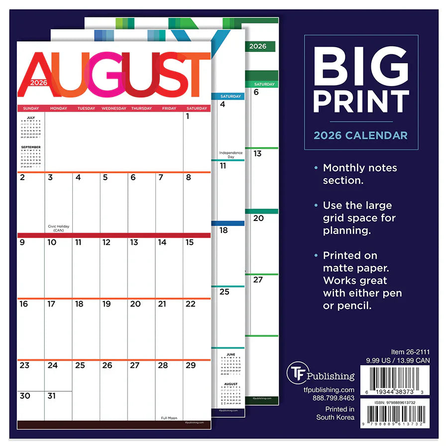 2026 Big Print - Mini Wall Calendar