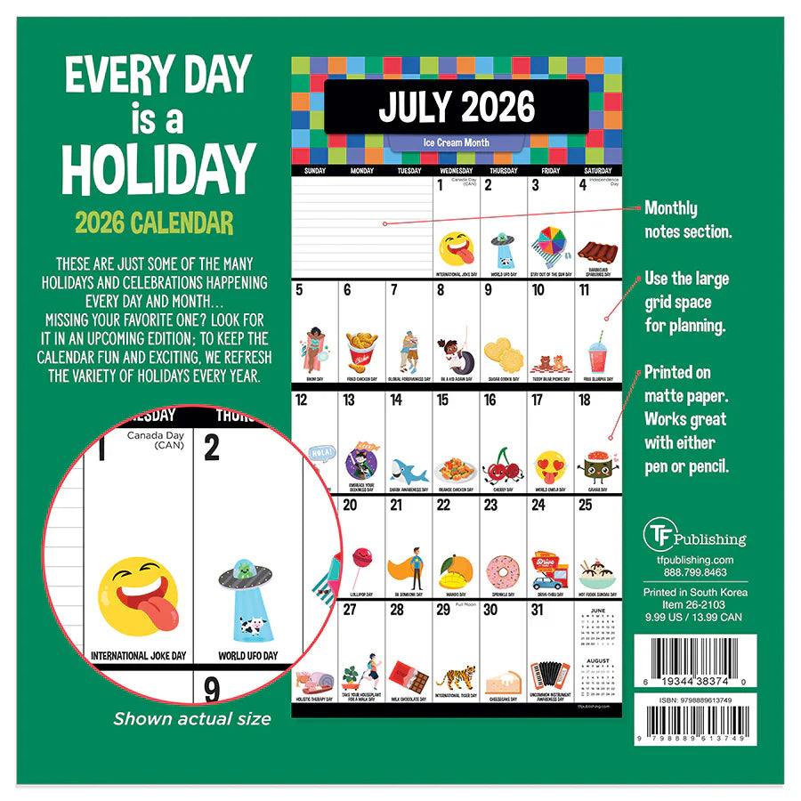 2026 Every Day's A Holiday - Mini Wall Calendar