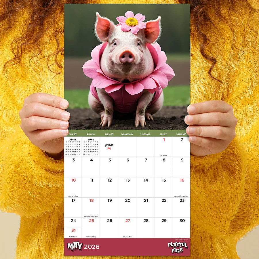 2026 Playful Pigs - Mini Wall Calendar