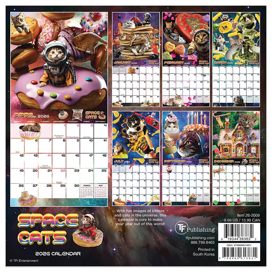 2026 Space Cats - Mini Wall Calendar