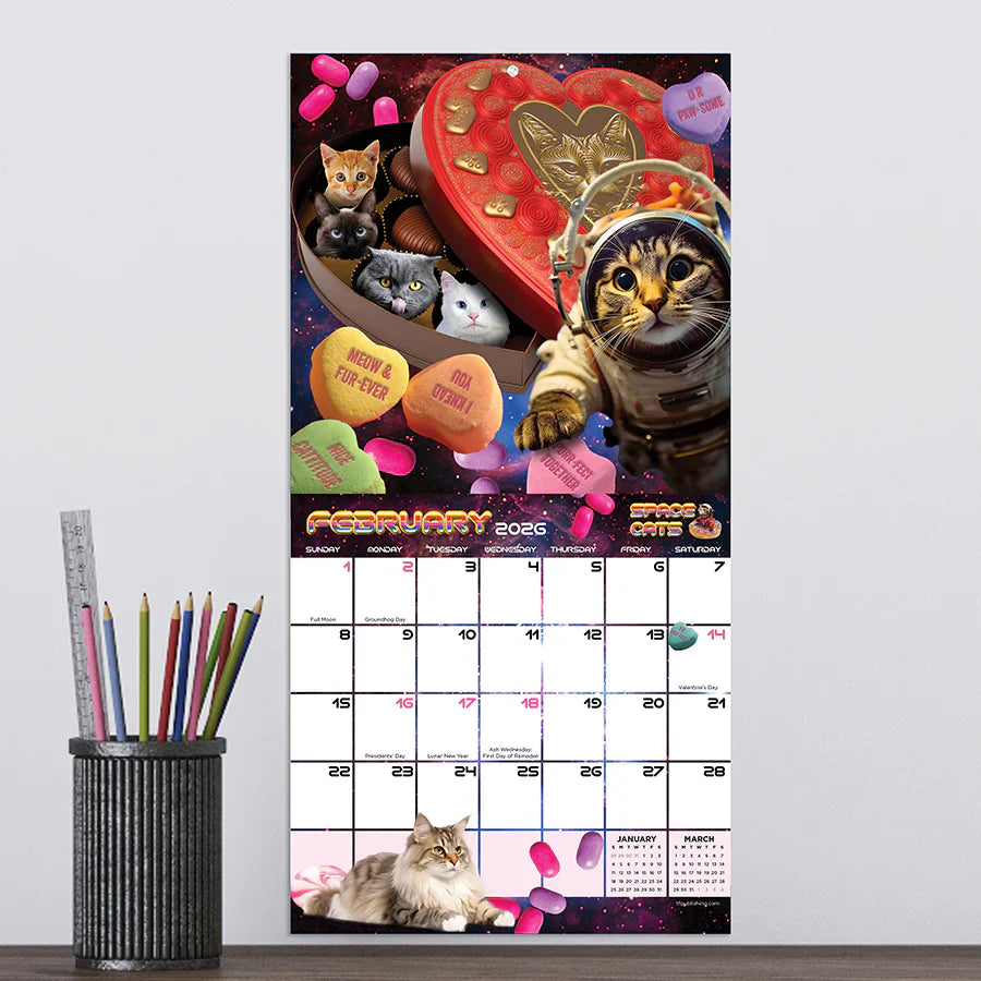 2026 Space Cats - Mini Wall Calendar