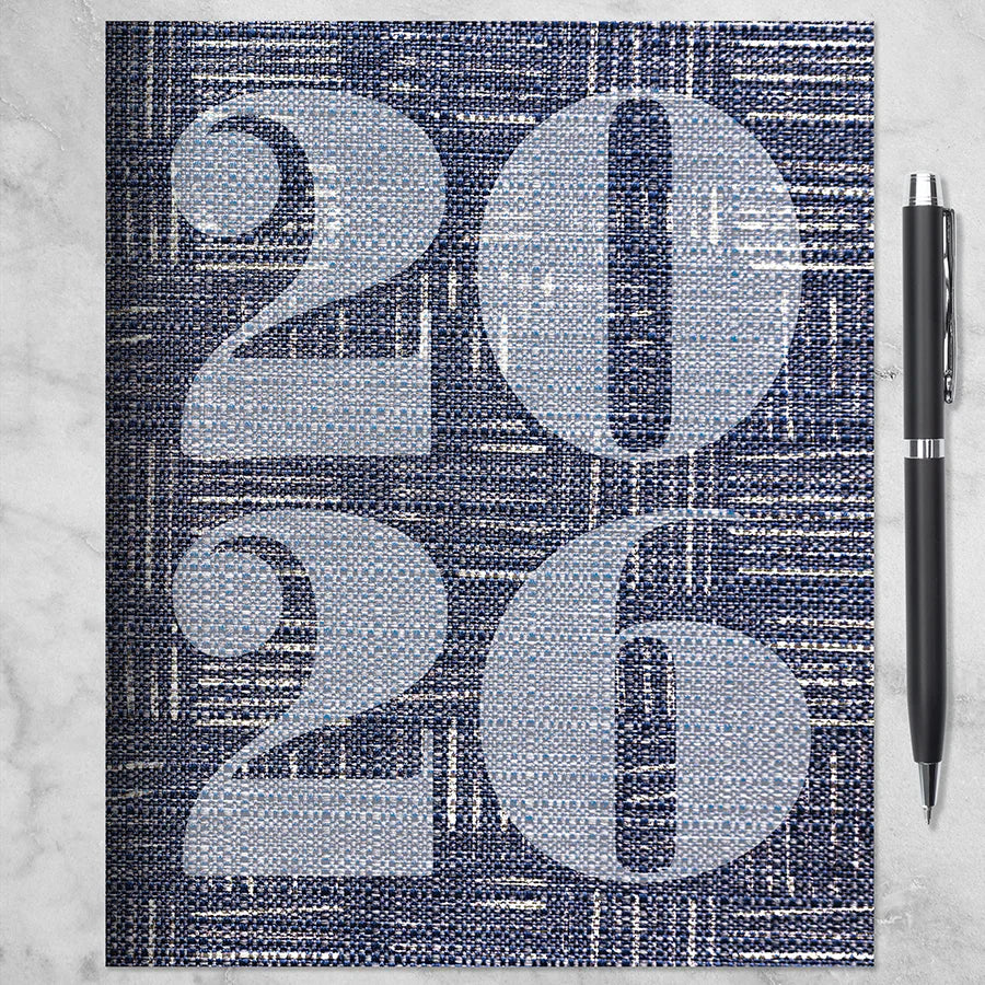 2026 Basket Weave Blue - Medium Monthly Diary/Planner