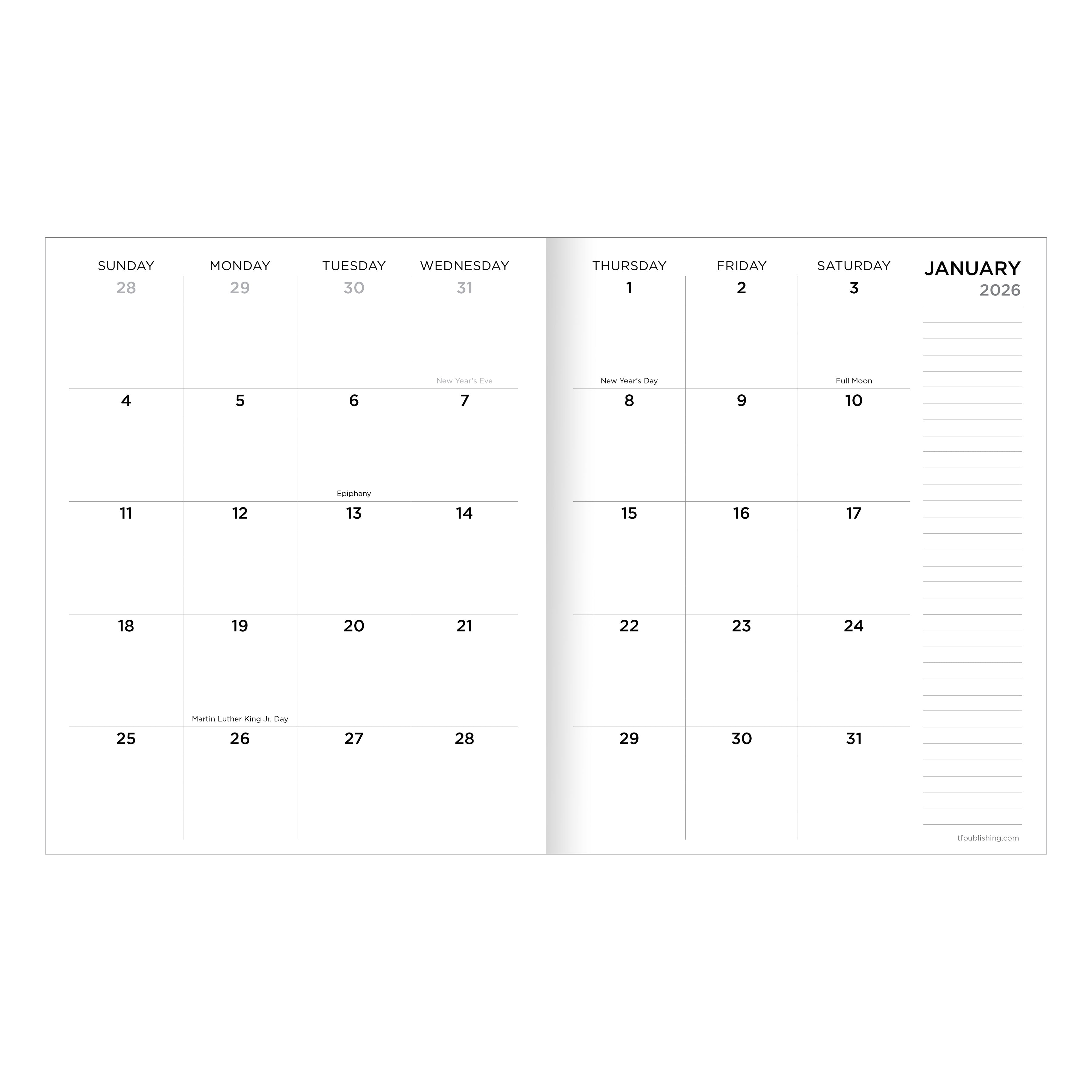 2026 Quilted Curves - Medium Monthly Diary/Planner