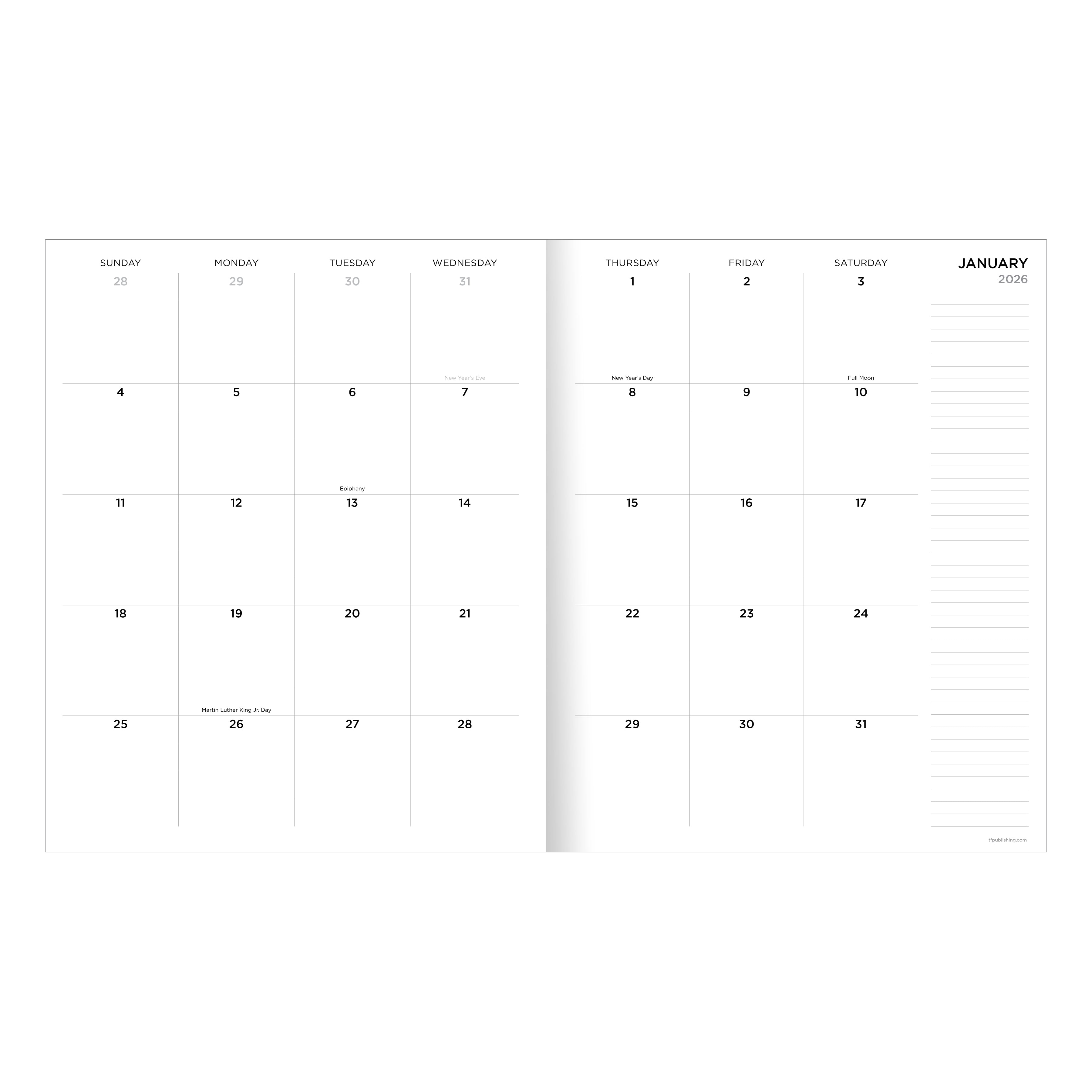 2026 Color Swatch - Large Monthly Diary/Planner