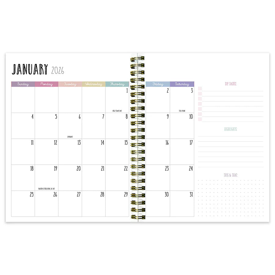 2026 Blue and Gold Lines - Medium Monthly & Weekly Pocket Diary/Planner