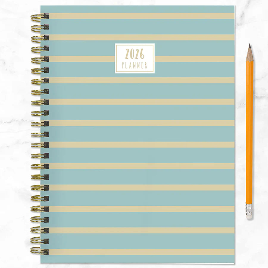 2026 Blue and Gold Lines - Medium Monthly & Weekly Pocket Diary/Planner