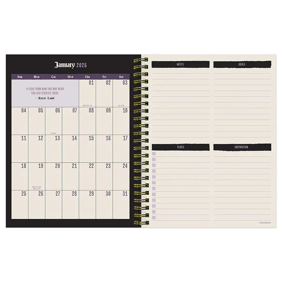 2026 Witch's Flower - Medium Monthly & Weekly Pocket Diary/Planner