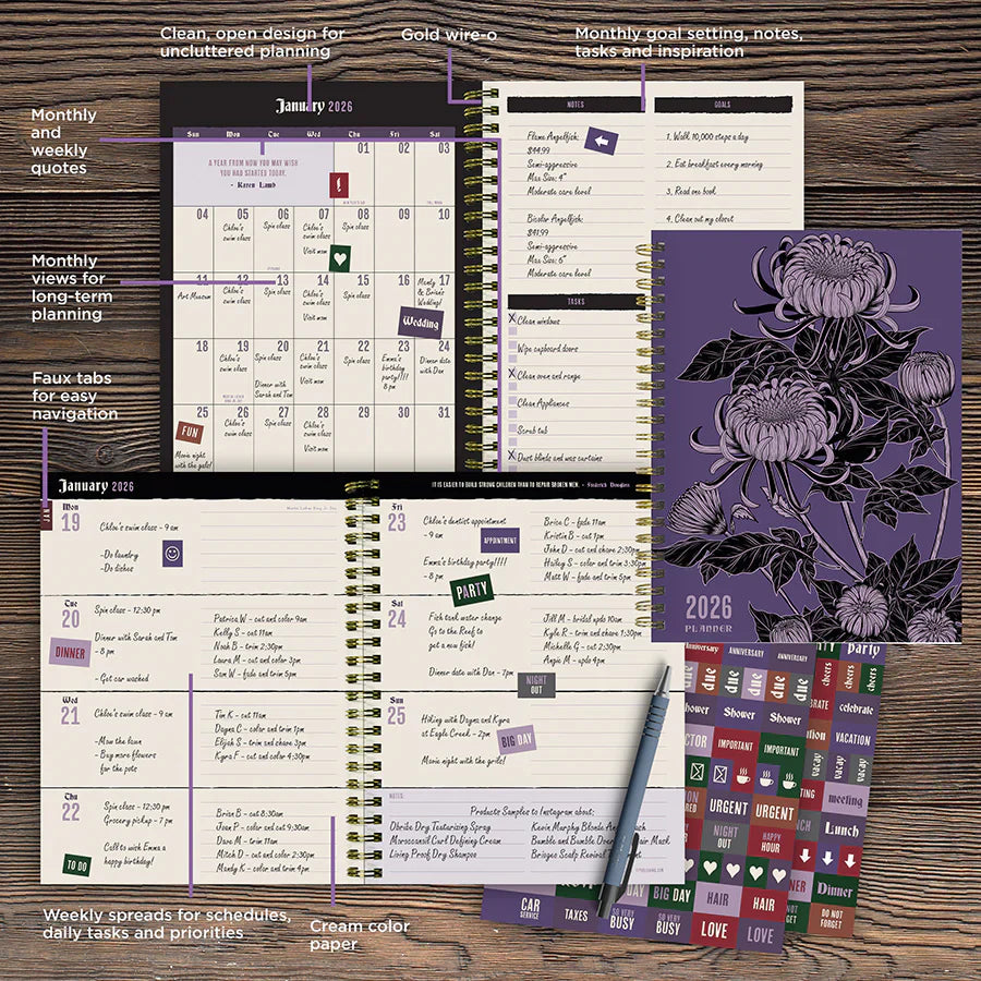 2026 Witch's Flower - Medium Monthly & Weekly Pocket Diary/Planner