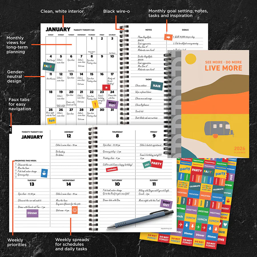 2026 Airstream - Medium Monthly & Weekly Pocket Diary/Planner