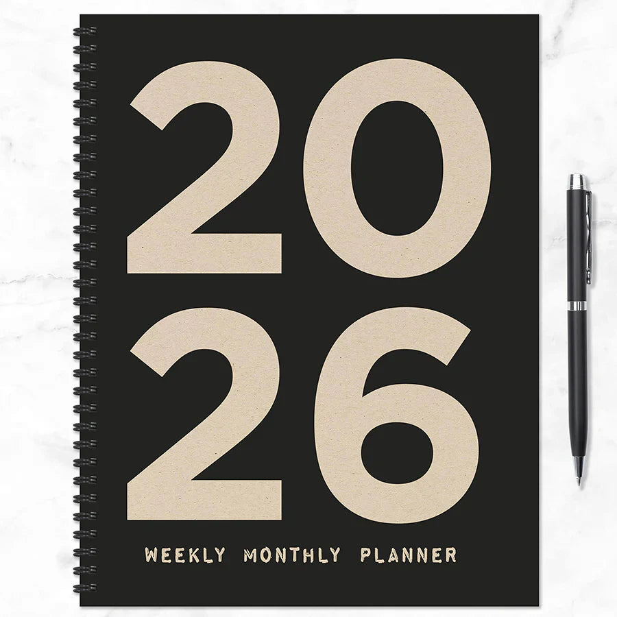 2026 Burnt Black - Large Monthly & Weekly Pocket Diary/Planner