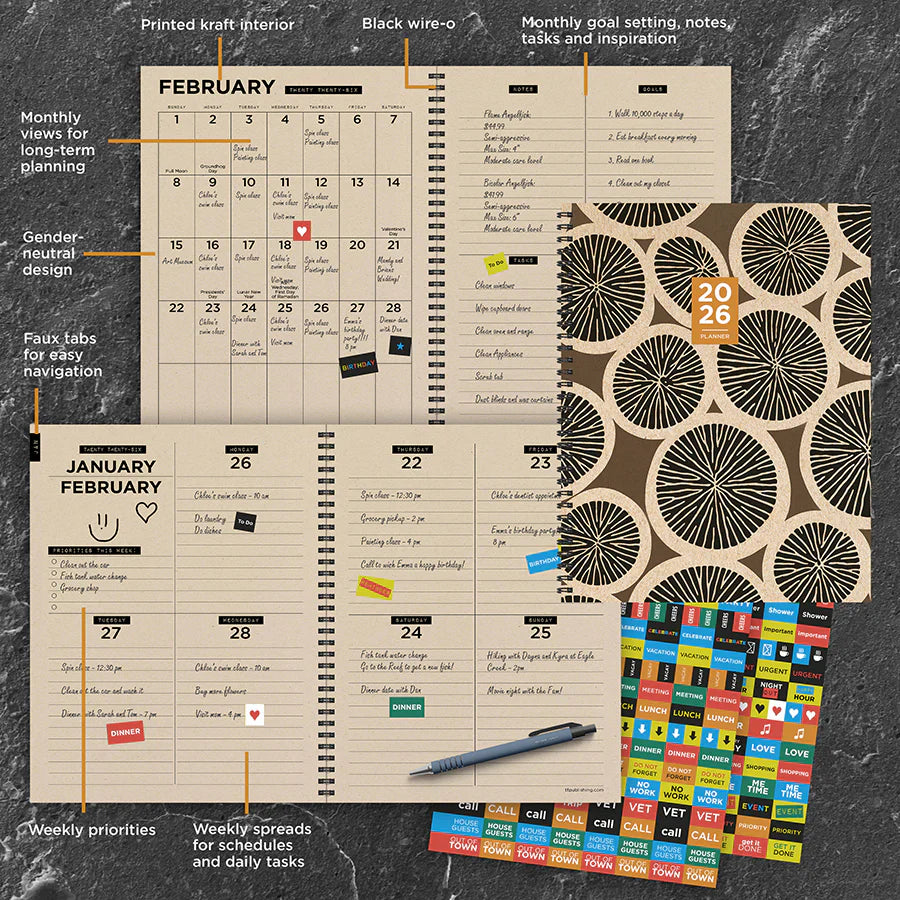 2026 Tree Rings - Large Monthly & Weekly Pocket Diary/Planner