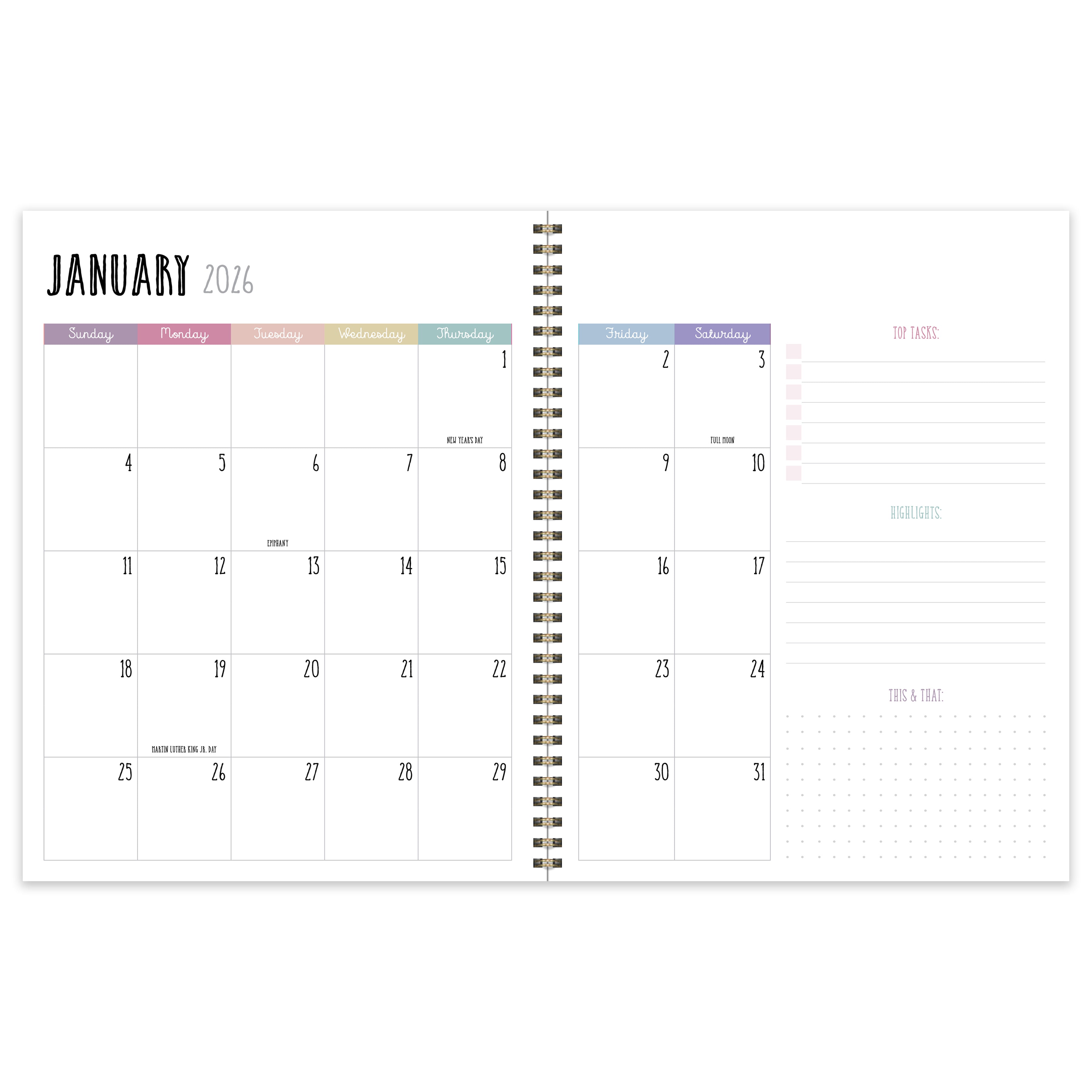 2026 Joyful Year - Large Monthly & Weekly Pocket Diary/Planner