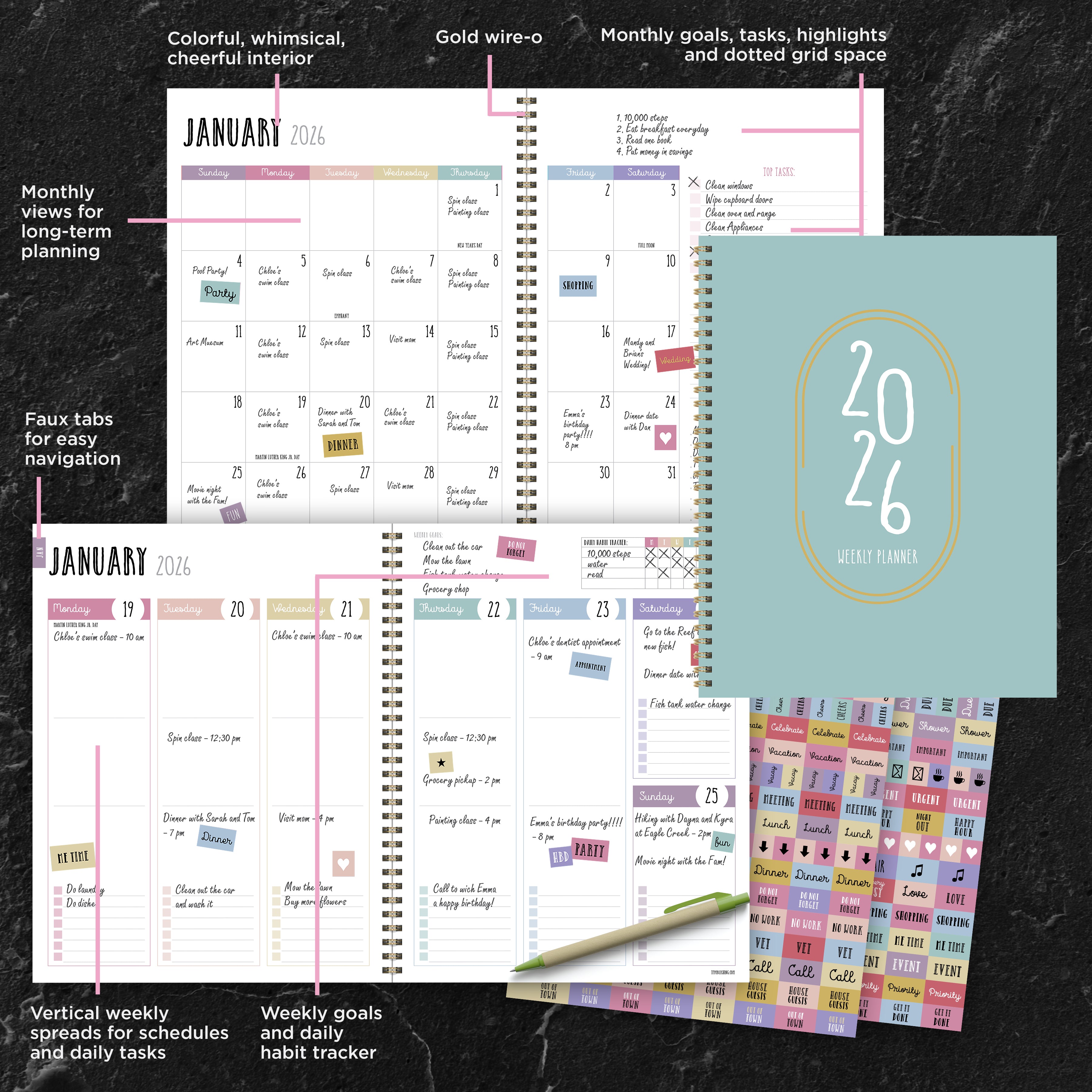 2026 Robin's Egg - Large Monthly & Weekly Pocket Diary/Planner