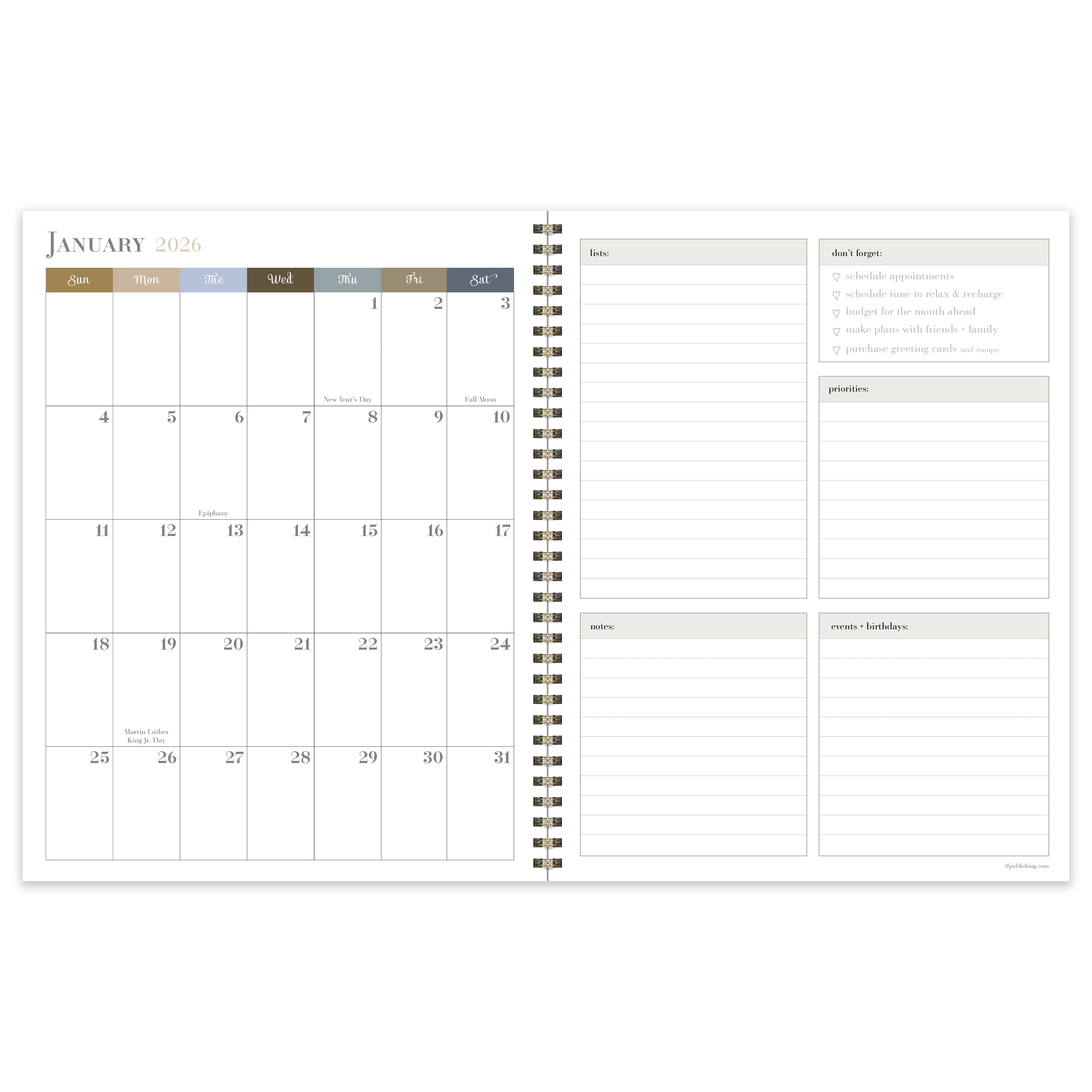 2026 Bonjour Book of Blooms - Large Monthly & Weekly Pocket Diary/Planner