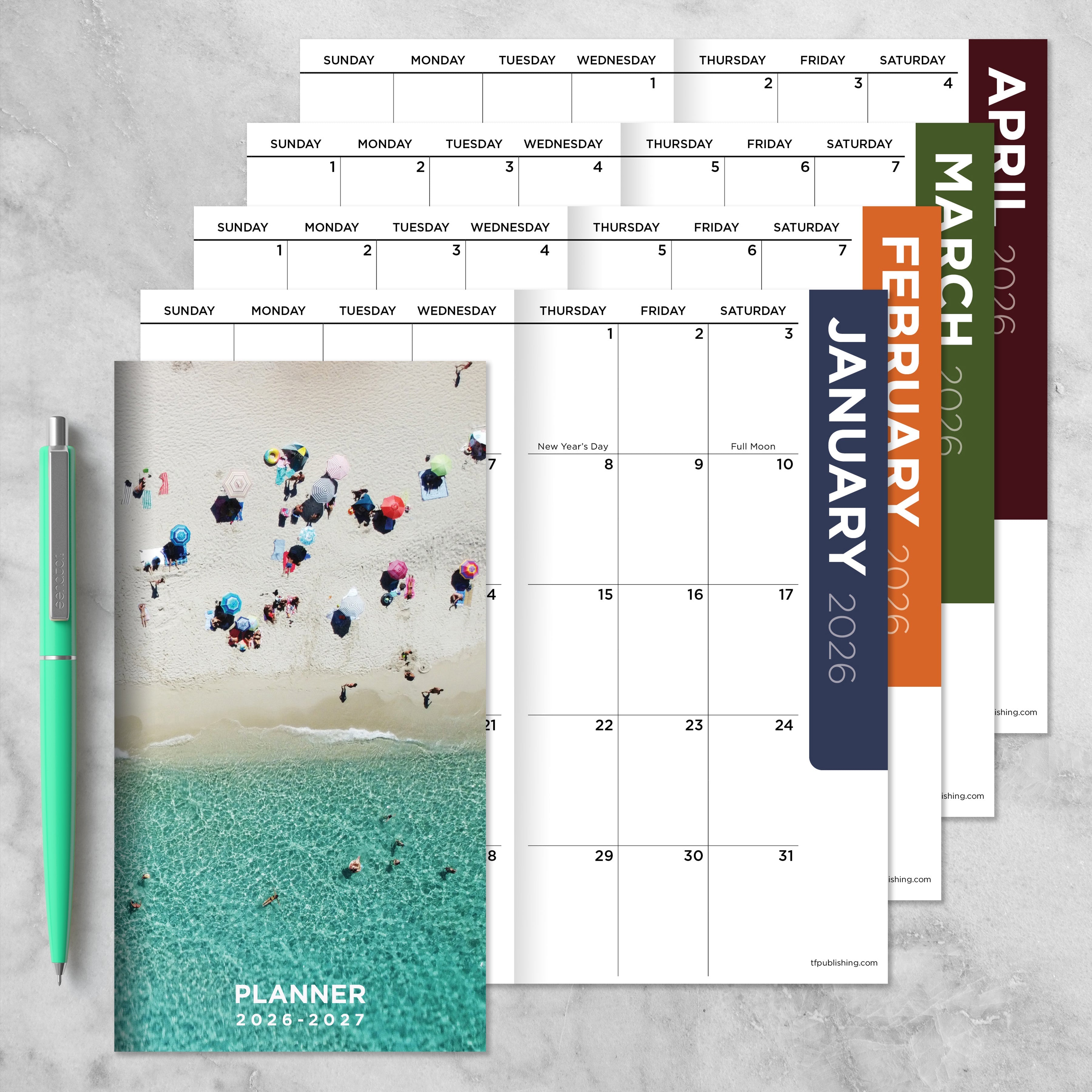 2026-2027 Beaches - Small Monthly Pocket Diary/Planner