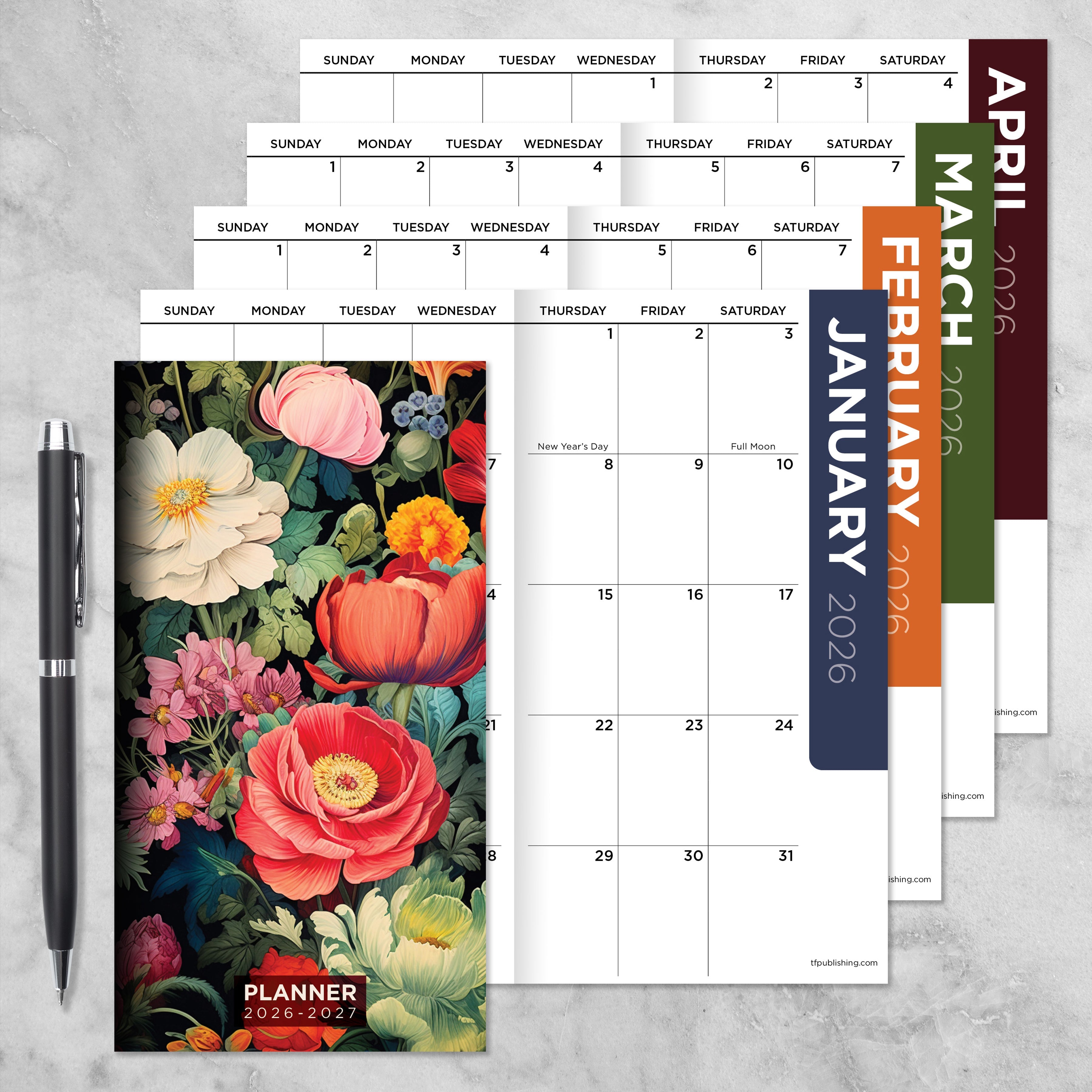 2026-2027 Vintage Blooms - Small Monthly Pocket Diary/Planner