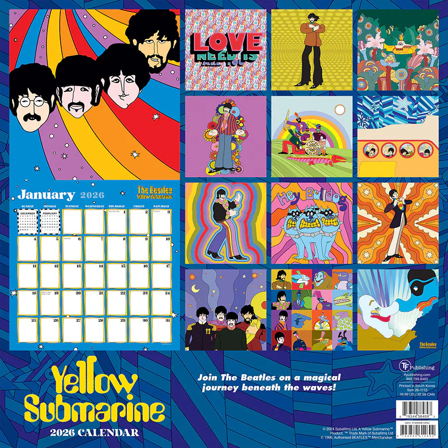 2026 The Beatles: Yellow Submarine - Square Wall Calendar