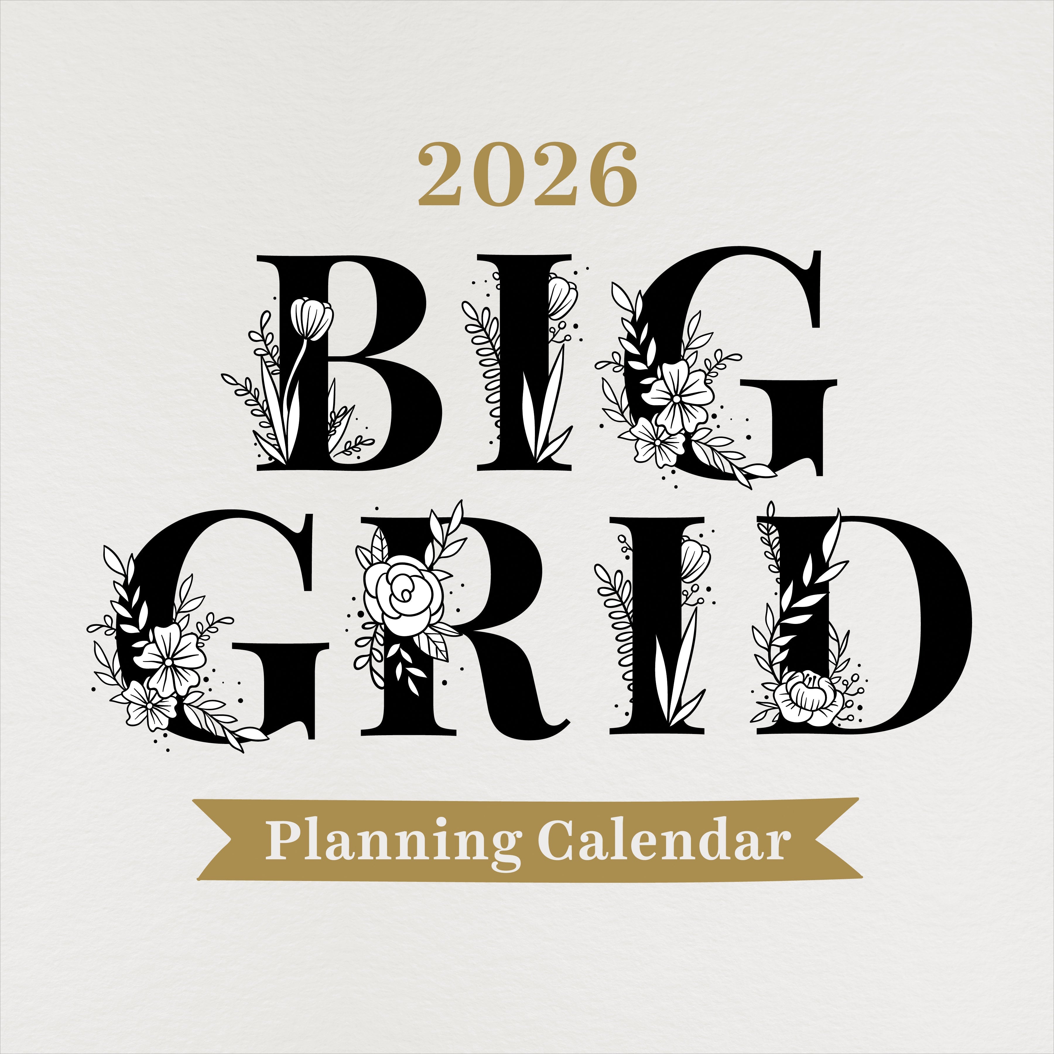 2026 Big Grid-Floral - Square Wall Calendar