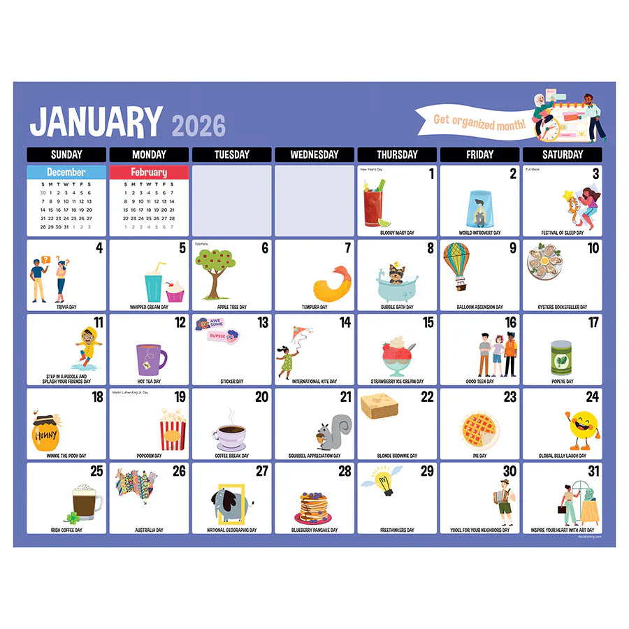 2026 Every Day's A Holiday - Large Monthly Desk Pad Blotter Calendar