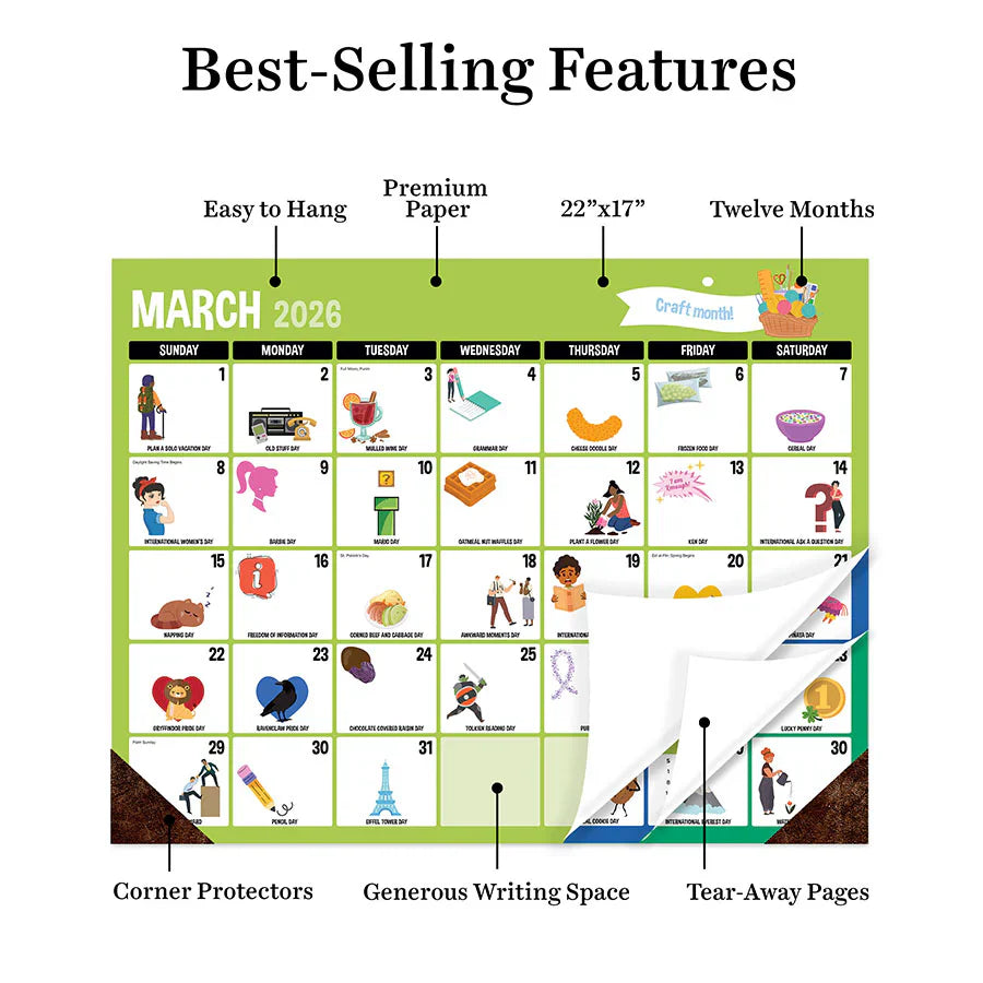 2026 Every Day's A Holiday - Large Monthly Desk Pad Blotter Calendar