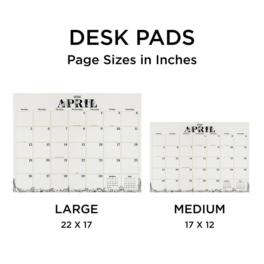 2026 Floral - Large Monthly Desk Pad Blotter Calendar