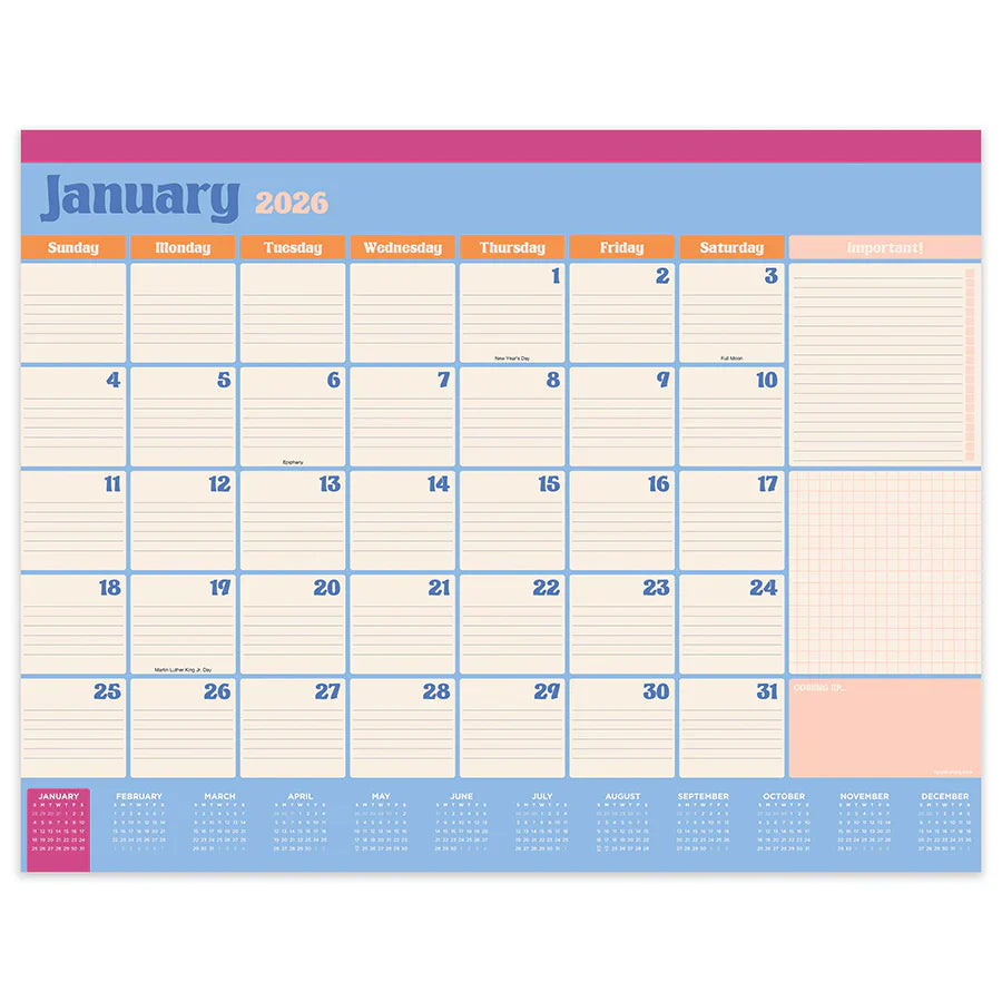 2026 Sherbet - Large Monthly Desk Pad Blotter Calendar