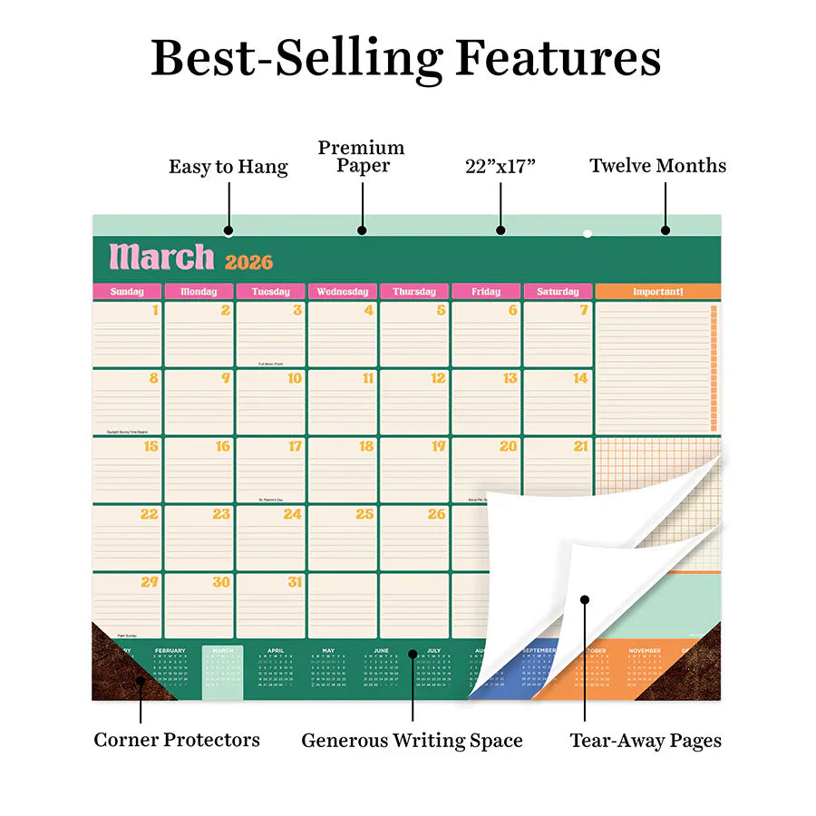 2026 Sherbet - Large Monthly Desk Pad Blotter Calendar