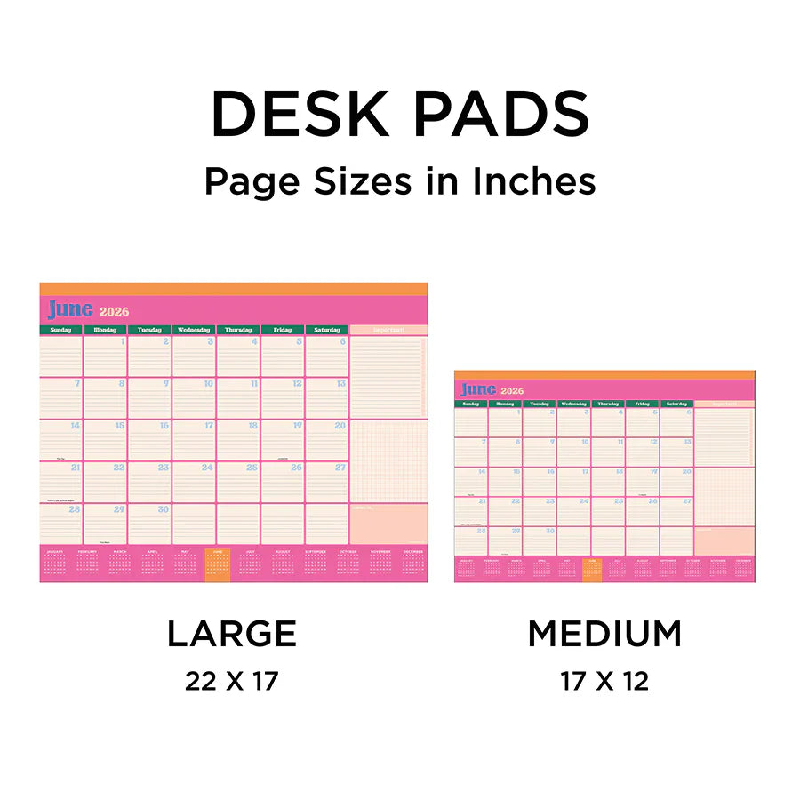 2026 Sherbet - Large Monthly Desk Pad Blotter Calendar