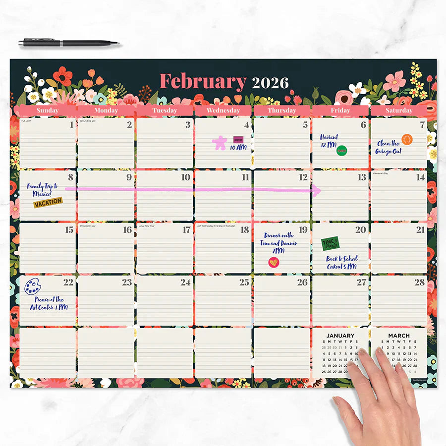 2026 Bountiful Blooms - Large Monthly Desk Pad Blotter Calendar