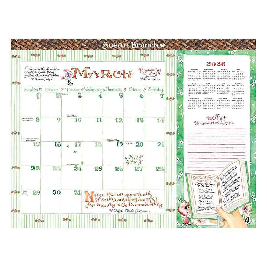 2026 Susan Branch - Large Monthly Desk Pad Blotter Calendar