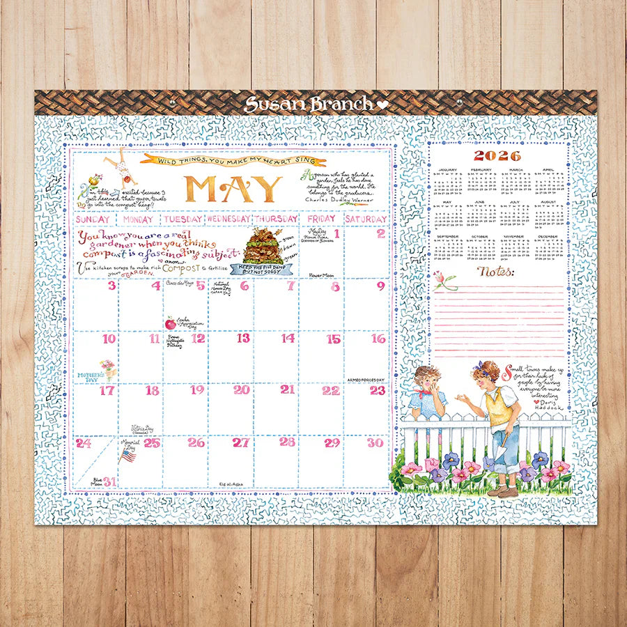 2026 Susan Branch - Large Monthly Desk Pad Blotter Calendar
