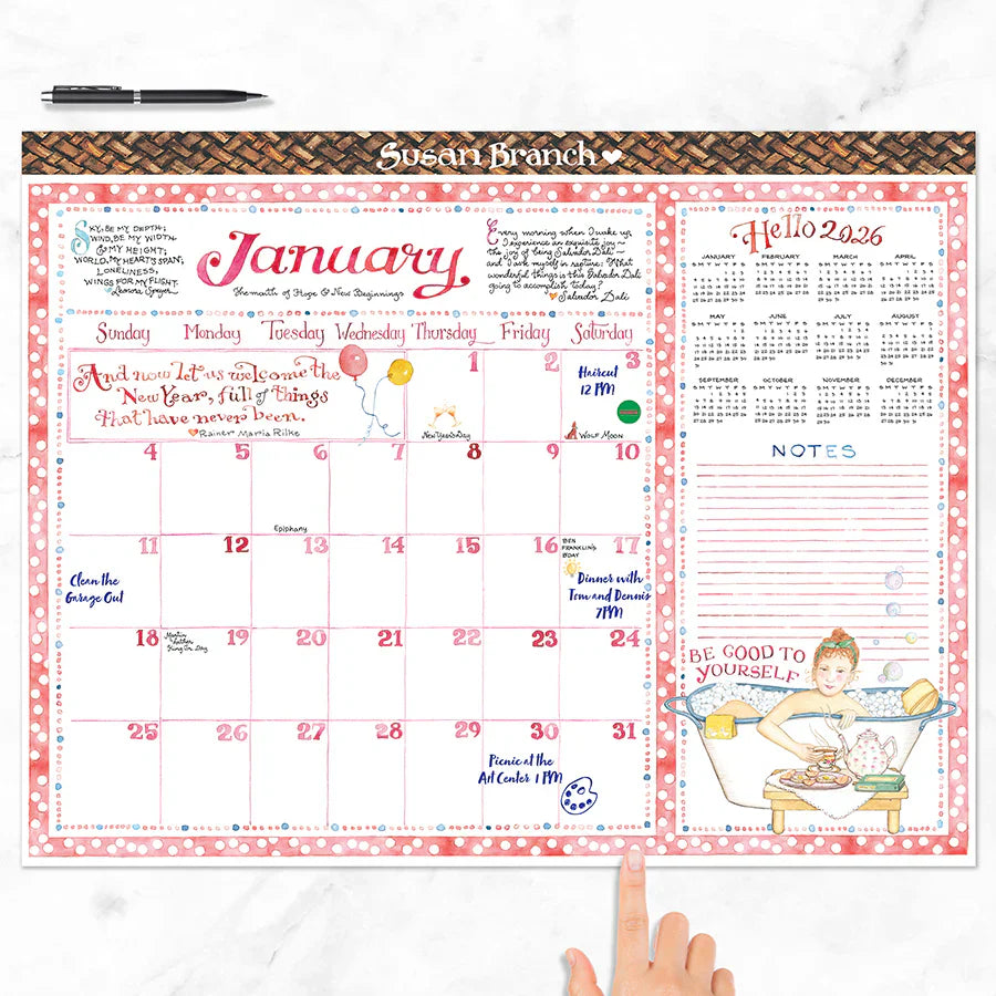 2026 Susan Branch - Large Monthly Desk Pad Blotter Calendar