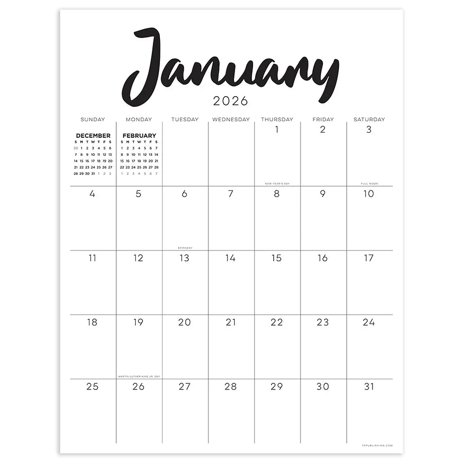 2026 Large Art Poster - Deluxe Wall Calendar
