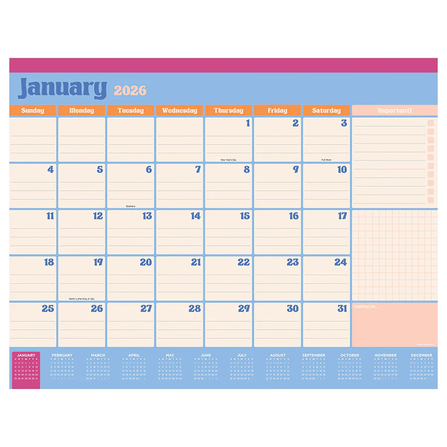2026 Sherbet - Medium Monthly Desk Pad Blotter Calendar
