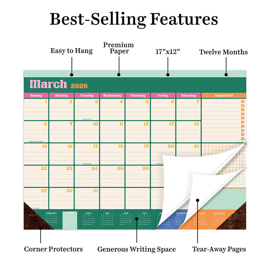 2026 Sherbet - Medium Monthly Desk Pad Blotter Calendar