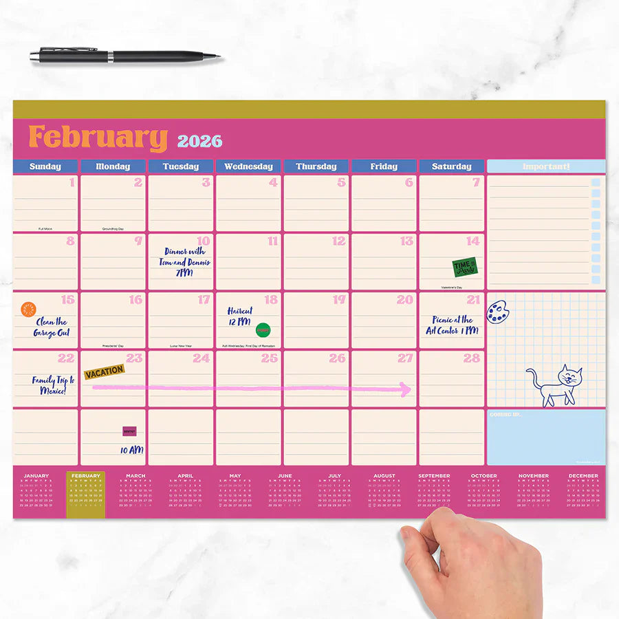 2026 Sherbet - Medium Monthly Desk Pad Blotter Calendar