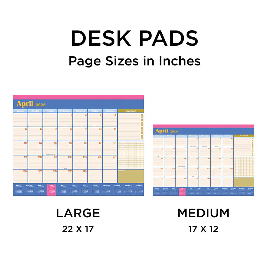 2026 Sherbet - Medium Monthly Desk Pad Blotter Calendar